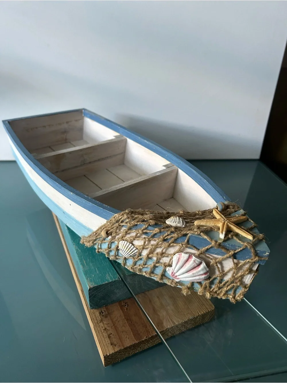 Wood Boat Wall Shelf Display Canoe Sailing Centerpiece Nautical Home Decor